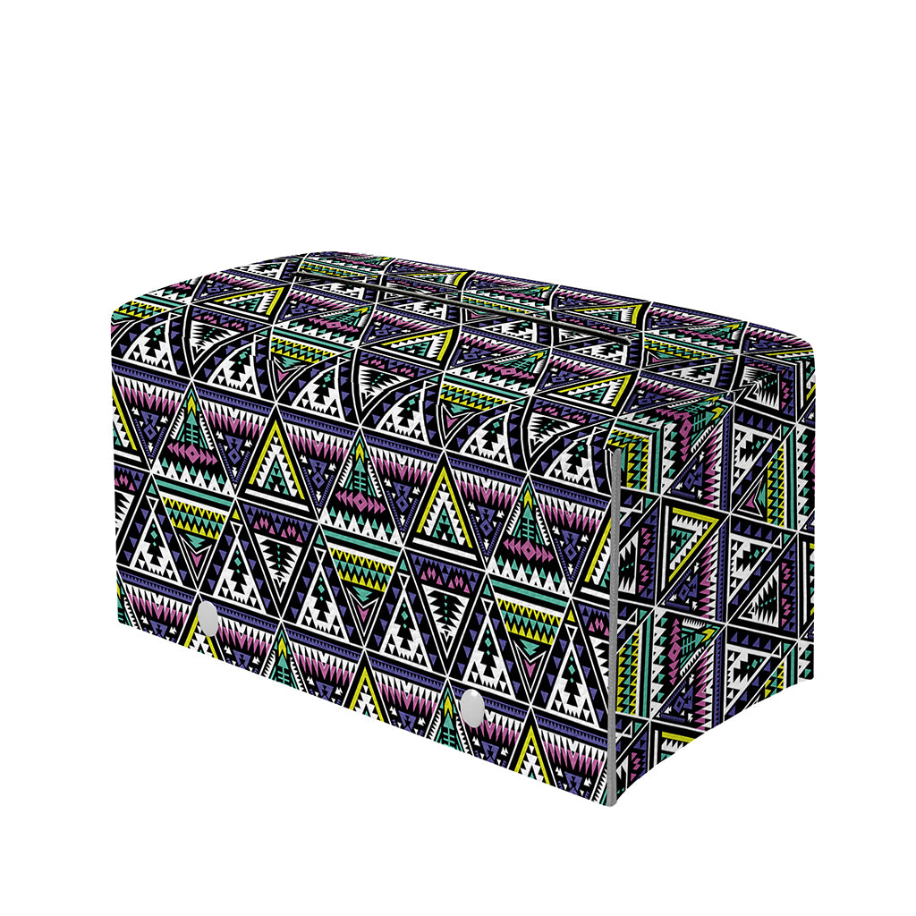 Colorful Geometric Native Navajo Print Leather Tissue Box Cover