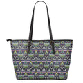 Colorful Geometric Native Navajo Print Leather Tote Bag With Zipper