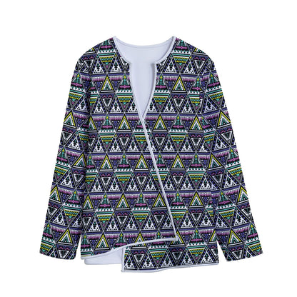 Colorful Geometric Native Navajo Print Long Sleeve Short Coat