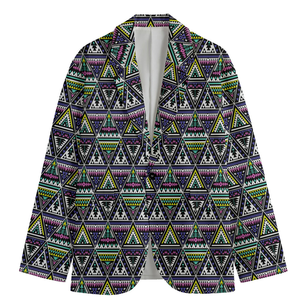 Colorful Geometric Native Navajo Print Men's Blazer