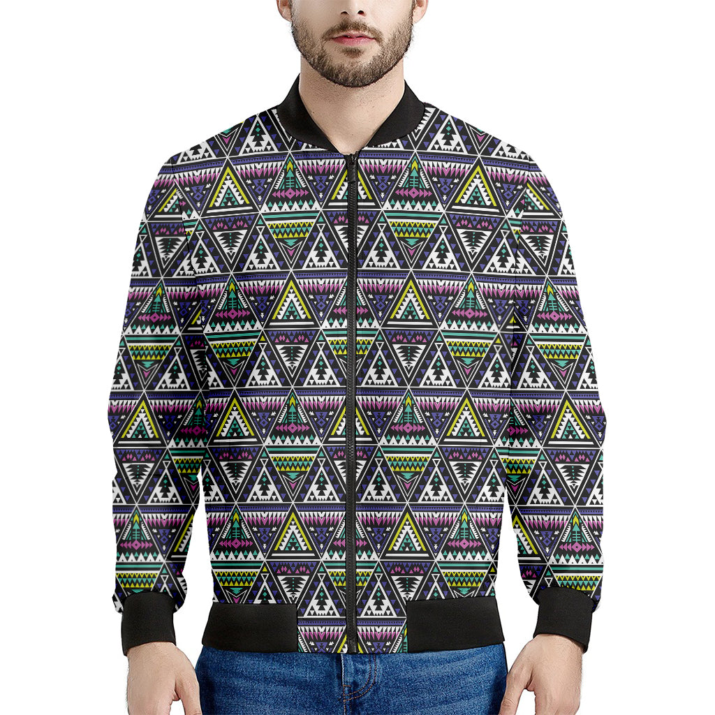 Colorful Geometric Native Navajo Print Men's Bomber Jacket