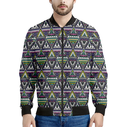 Colorful Geometric Native Navajo Print Men's Bomber Jacket