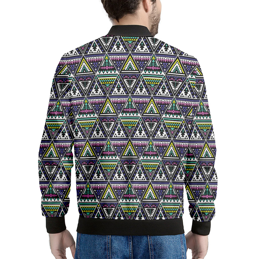 Colorful Geometric Native Navajo Print Men's Bomber Jacket