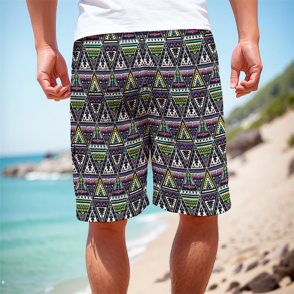 Colorful Geometric Native Navajo Print Men's Cargo Shorts