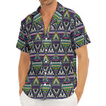 Colorful Geometric Native Navajo Print Men's Deep V-Neck Shirt