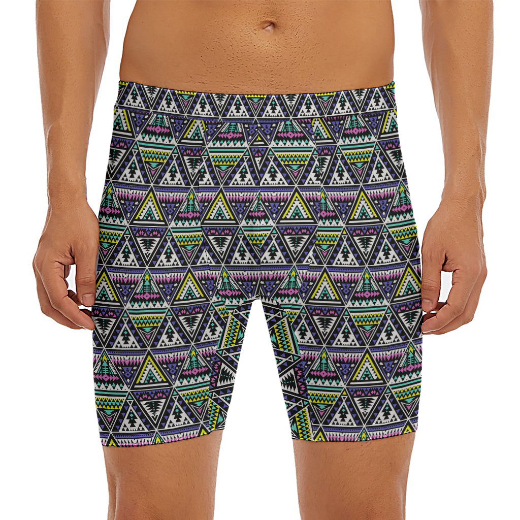 Colorful Geometric Native Navajo Print Men's Long Boxer Briefs