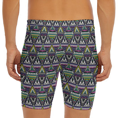 Colorful Geometric Native Navajo Print Men's Long Boxer Briefs
