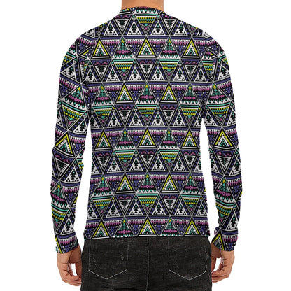 Colorful Geometric Native Navajo Print Men's Long Sleeve Rash Guard