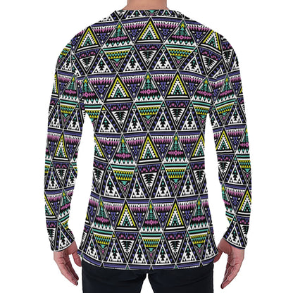 Colorful Geometric Native Navajo Print Men's Long Sleeve T-Shirt