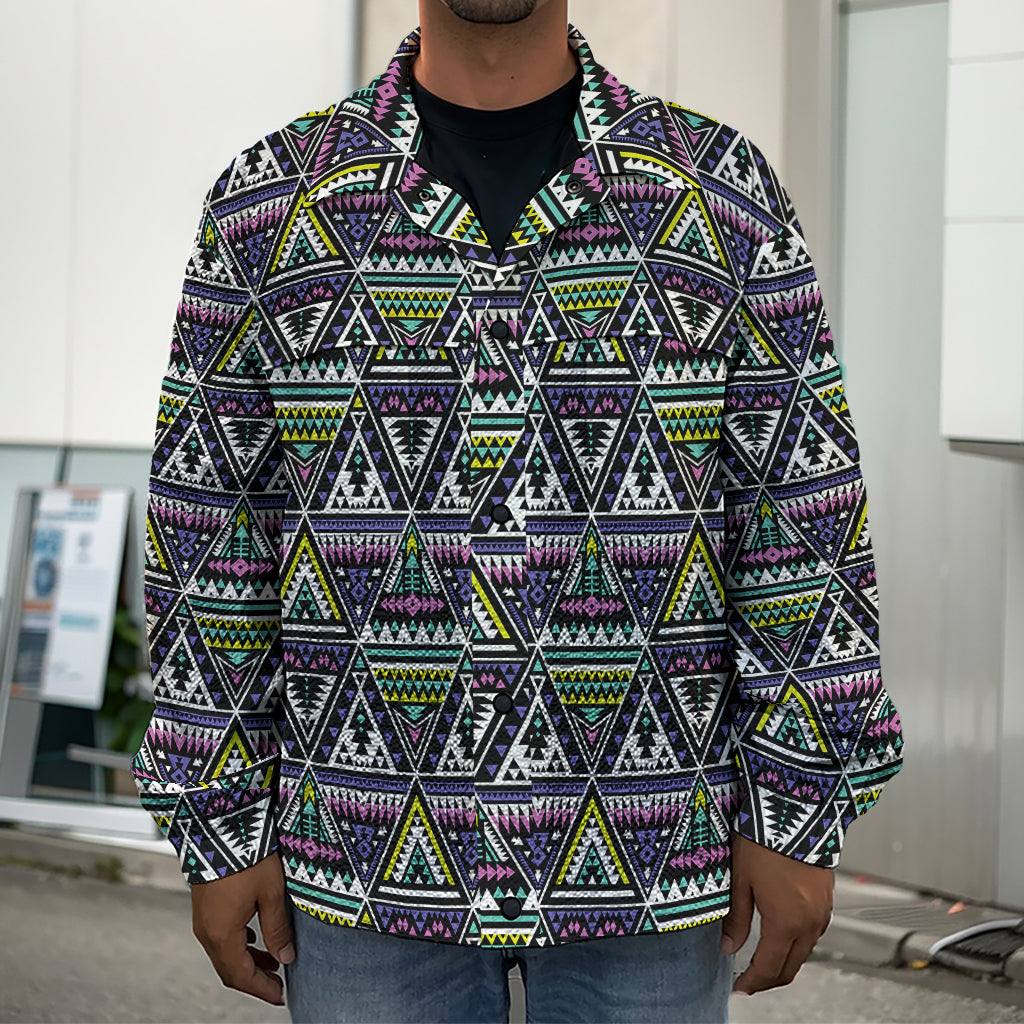 Colorful Geometric Native Navajo Print Men's Shirt Jacket