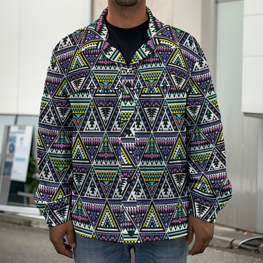 Colorful Geometric Native Navajo Print Men's Shirt Jacket