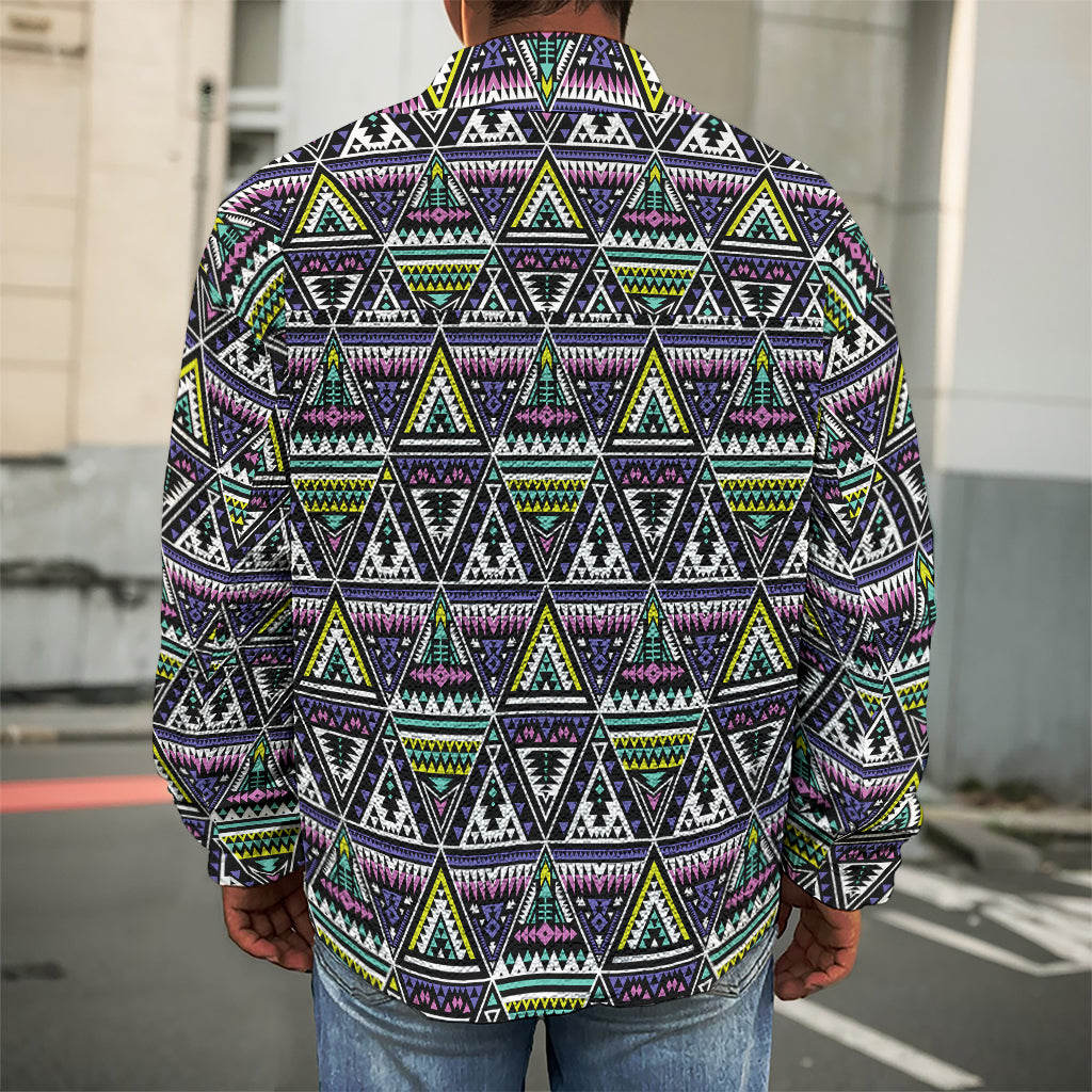 Colorful Geometric Native Navajo Print Men's Shirt Jacket