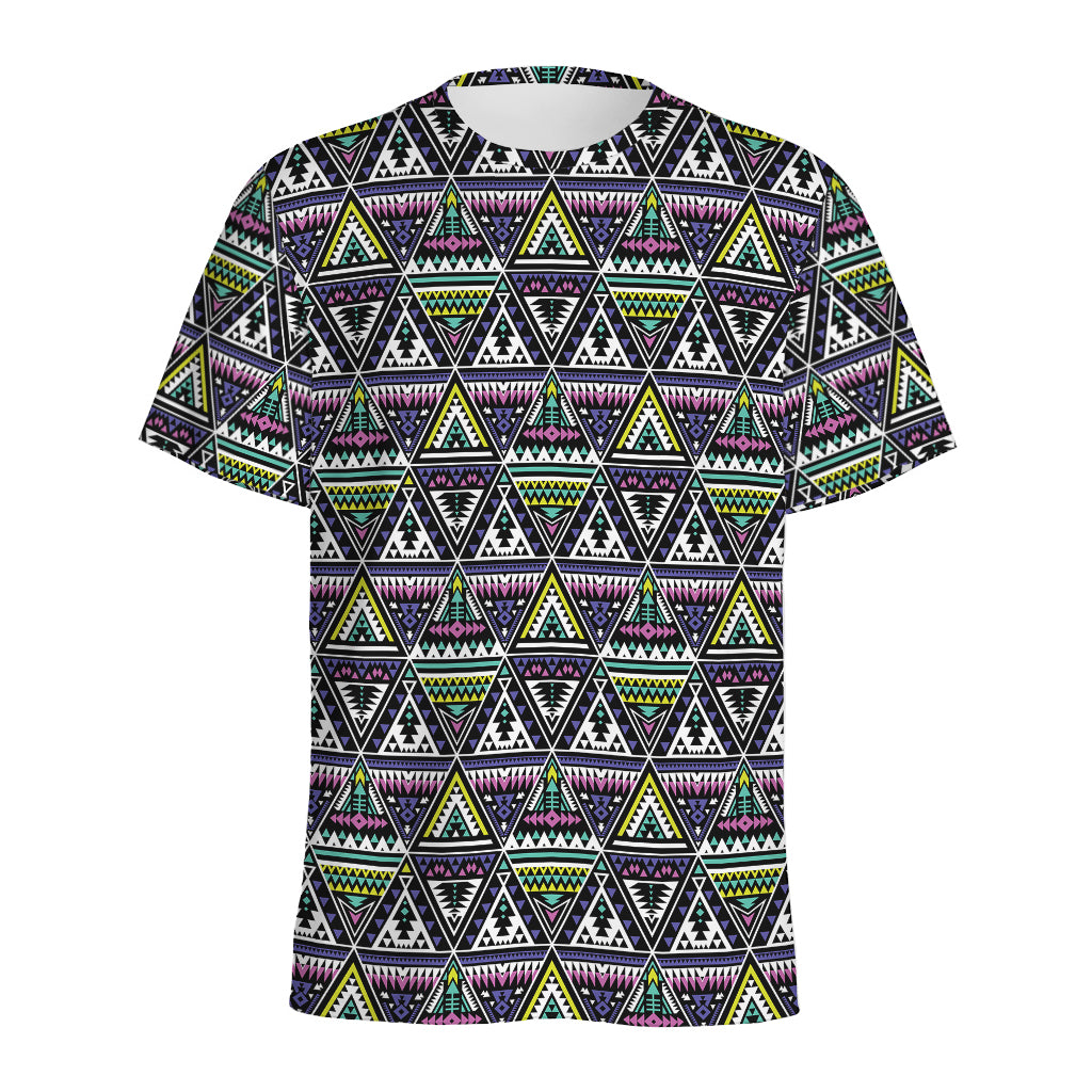 Colorful Geometric Native Navajo Print Men's Sports T-Shirt
