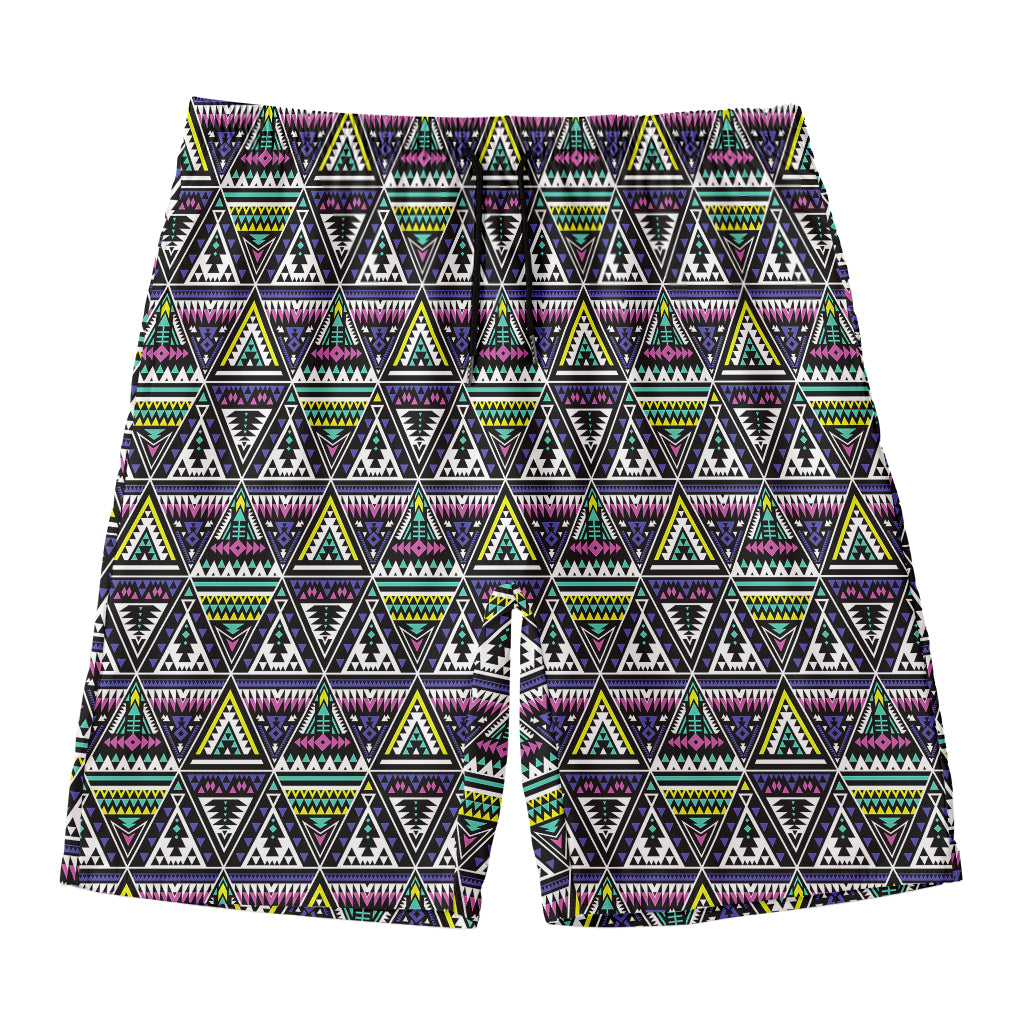 Colorful Geometric Native Navajo Print Men's Swim Trunks