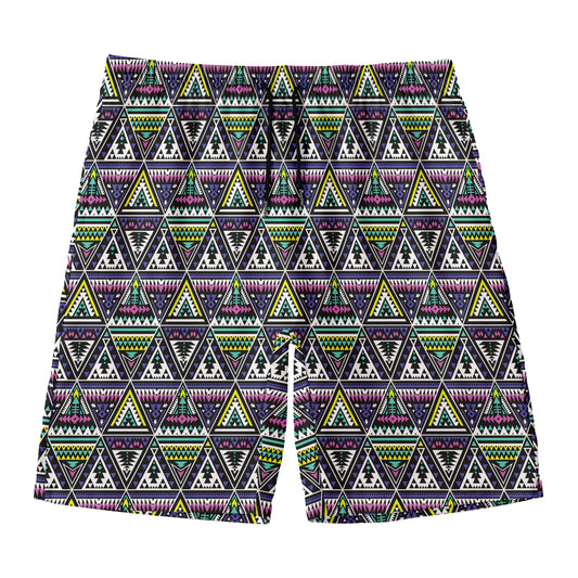 Colorful Geometric Native Navajo Print Men's Swim Trunks