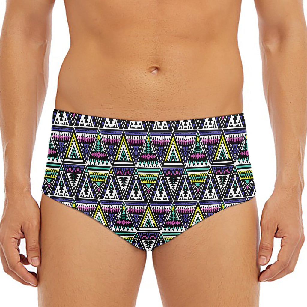 Colorful Geometric Native Navajo Print Men's Triangle Swim Briefs