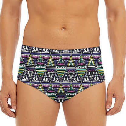 Colorful Geometric Native Navajo Print Men's Triangle Swim Briefs