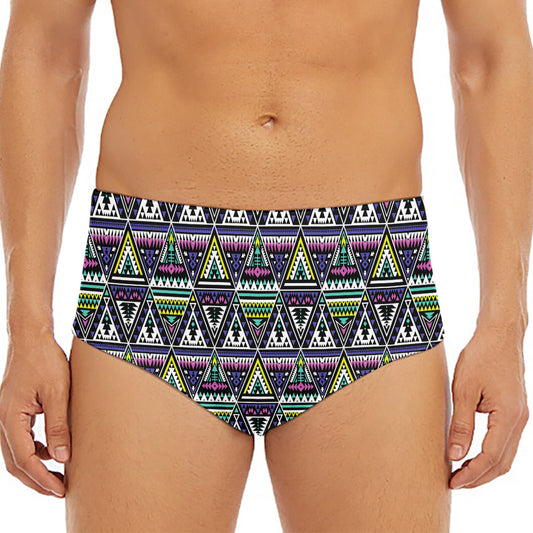 Colorful Geometric Native Navajo Print Men's Triangle Swim Briefs