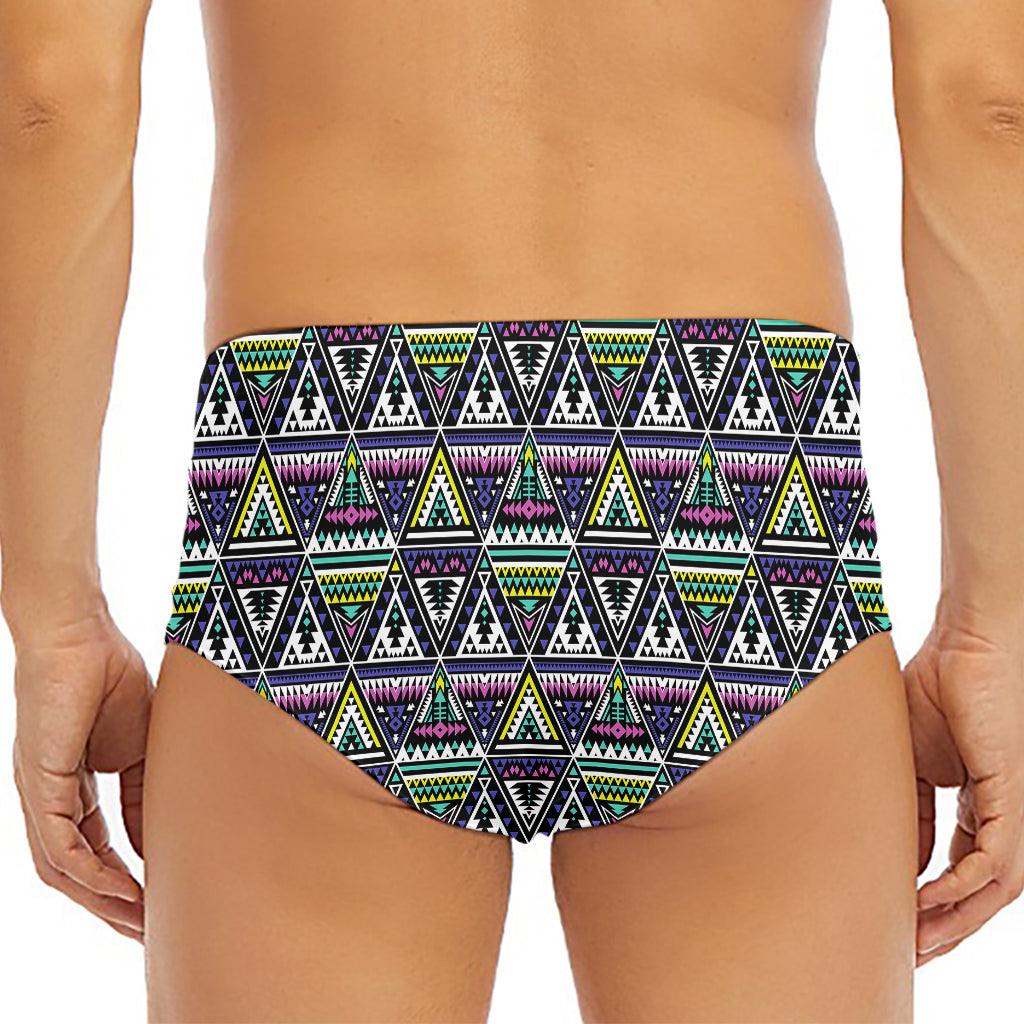 Colorful Geometric Native Navajo Print Men's Triangle Swim Briefs