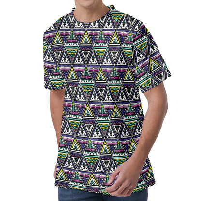 Colorful Geometric Native Navajo Print Men's Velvet T-Shirt