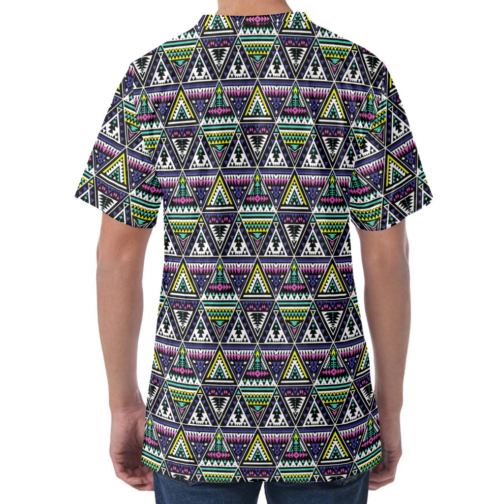 Colorful Geometric Native Navajo Print Men's Velvet T-Shirt