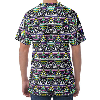 Colorful Geometric Native Navajo Print Men's Velvet T-Shirt
