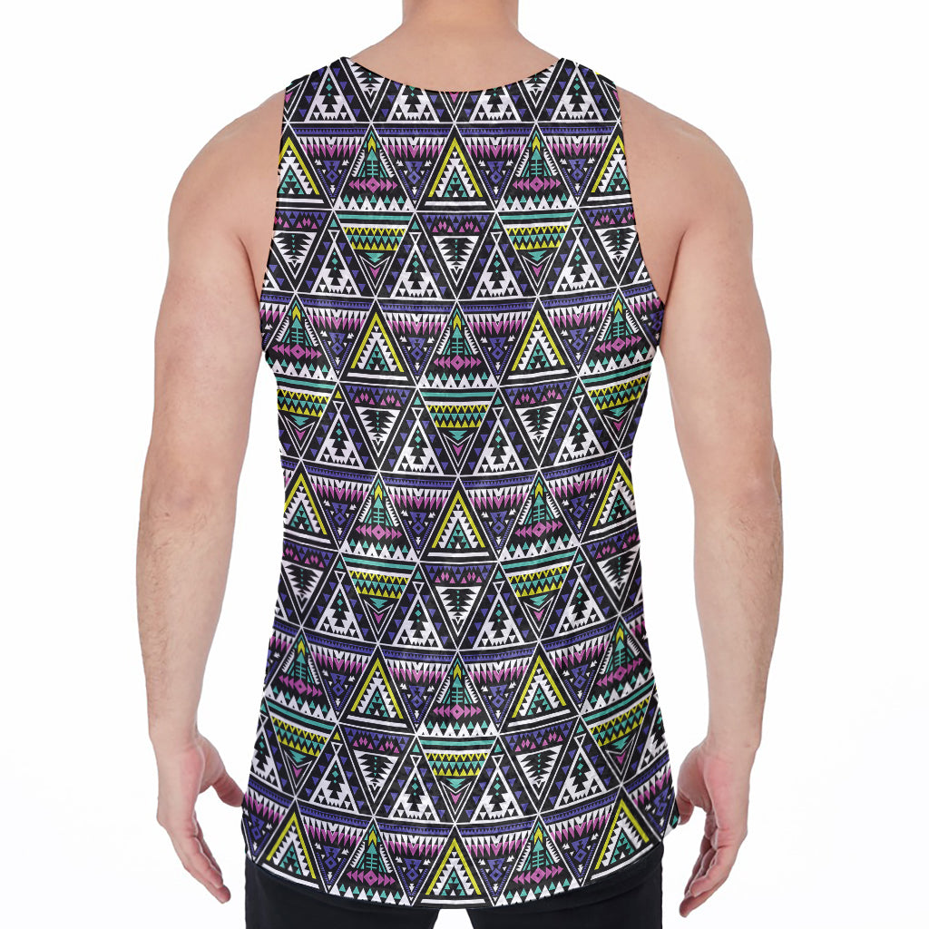 Colorful Geometric Native Navajo Print Men's Velvet Tank Top