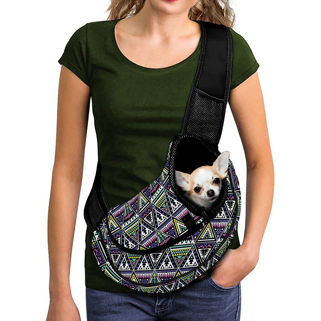 Colorful Geometric Native Navajo Print Pet Sling Carrier