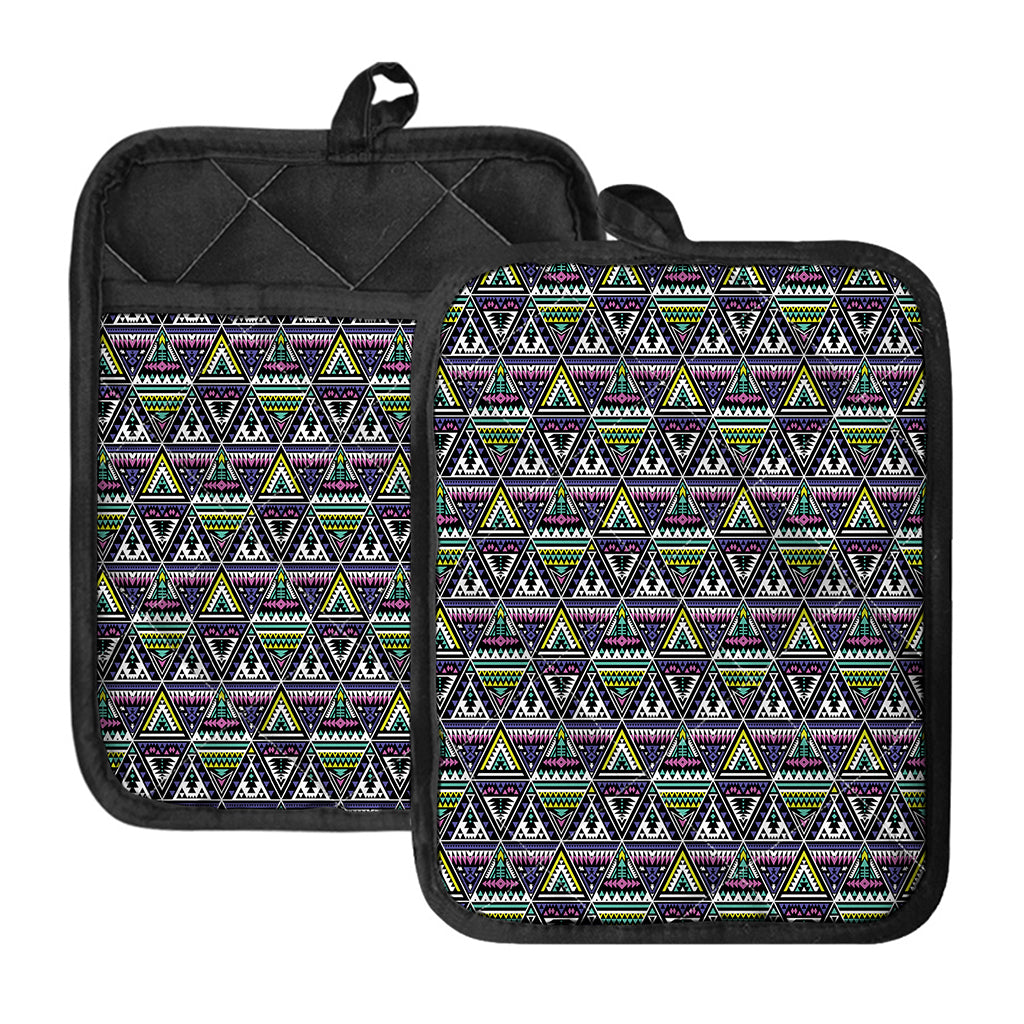Colorful Geometric Native Navajo Print Pot Holders With Pocket