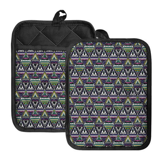 Colorful Geometric Native Navajo Print Pot Holders With Pocket