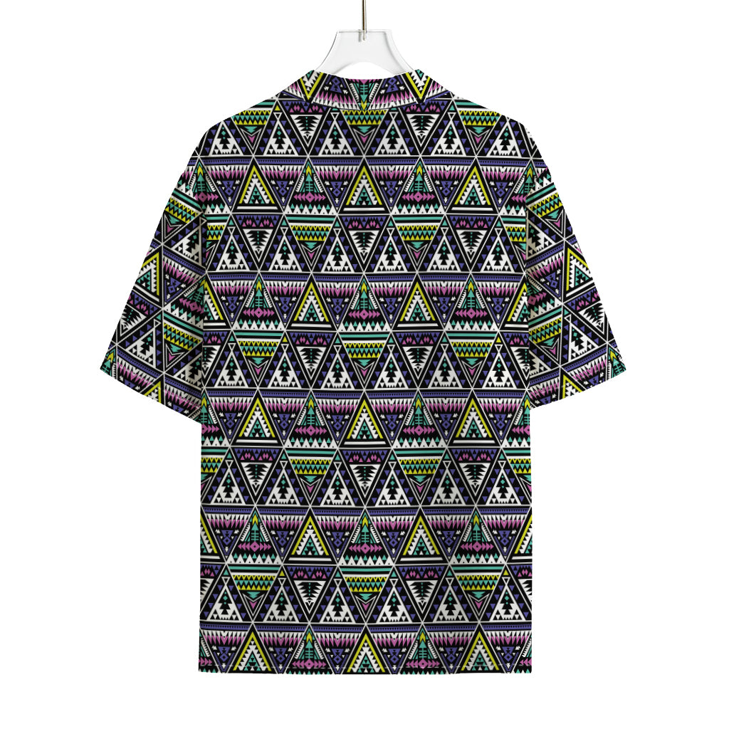 Colorful Geometric Native Navajo Print Rayon Hawaiian Shirt