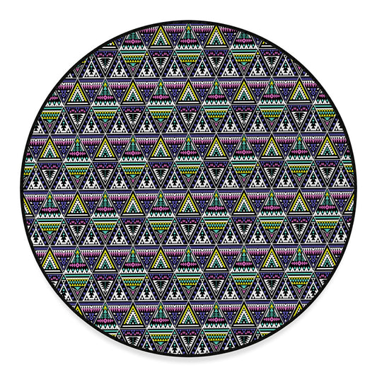 Colorful Geometric Native Navajo Print Round Floor Mat