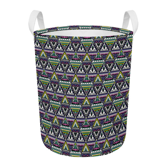 Colorful Geometric Native Navajo Print Round Laundry Basket