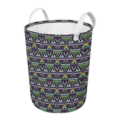 Colorful Geometric Native Navajo Print Round Laundry Basket