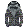 Colorful Geometric Native Navajo Print Sherpa Lined Zip Up Hoodie