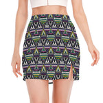 Colorful Geometric Native Navajo Print Side Slit Mini Skirt