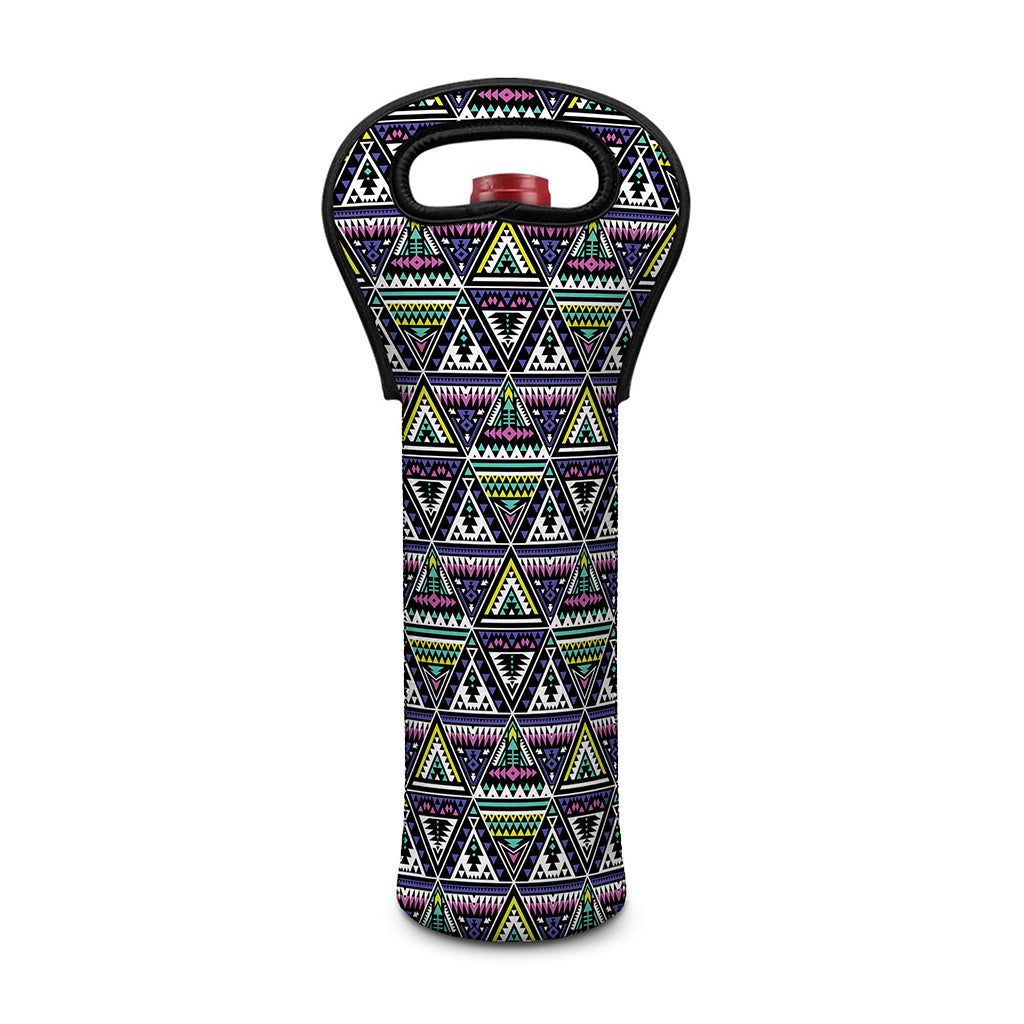 Colorful Geometric Native Navajo Print Single Neoprene Wine Tote