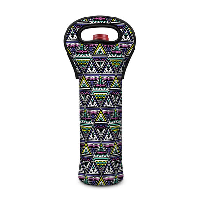 Colorful Geometric Native Navajo Print Single Neoprene Wine Tote