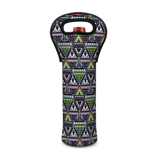 Colorful Geometric Native Navajo Print Single Neoprene Wine Tote