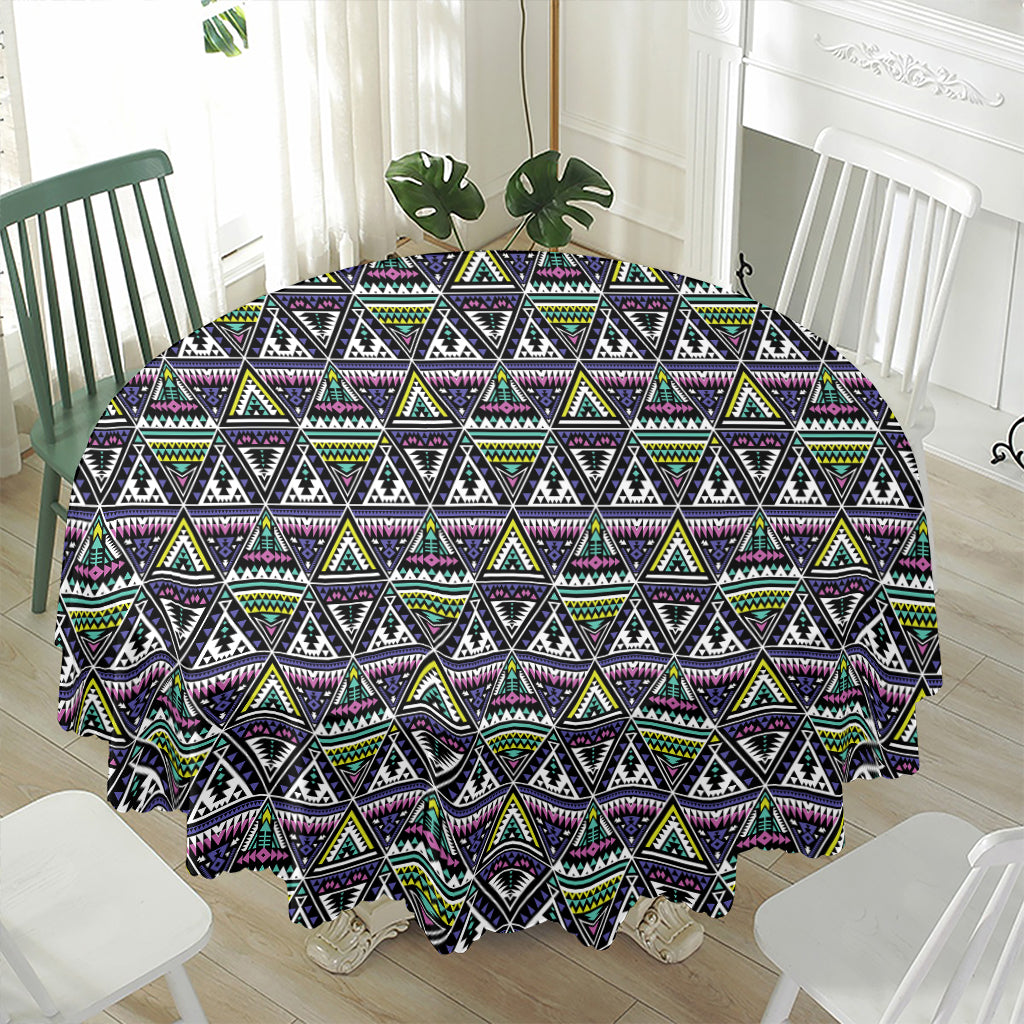 Colorful Geometric Native Navajo Print Waterproof Round Tablecloth