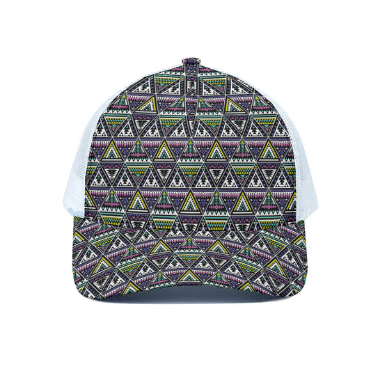 Colorful Geometric Native Navajo Print White Mesh Trucker Cap