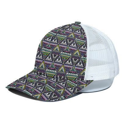 Colorful Geometric Native Navajo Print White Mesh Trucker Cap