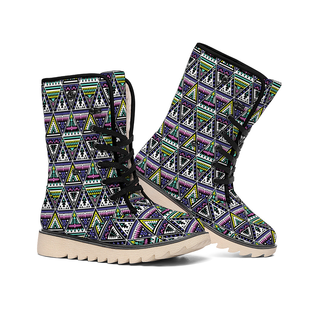 Colorful Geometric Native Navajo Print Winter Boots