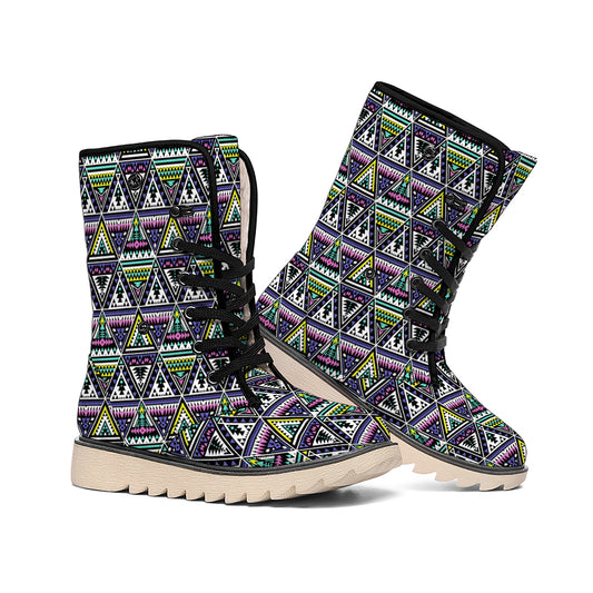 Colorful Geometric Native Navajo Print Winter Boots