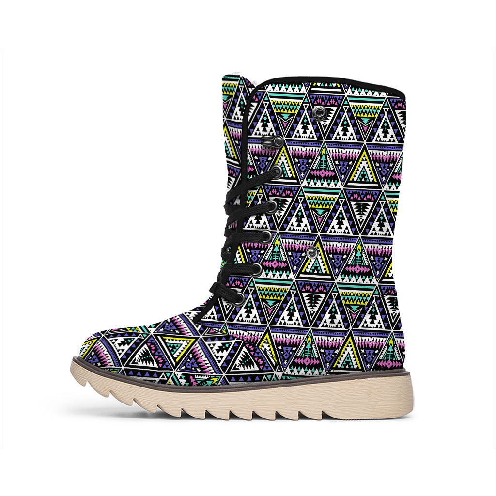 Colorful Geometric Native Navajo Print Winter Boots