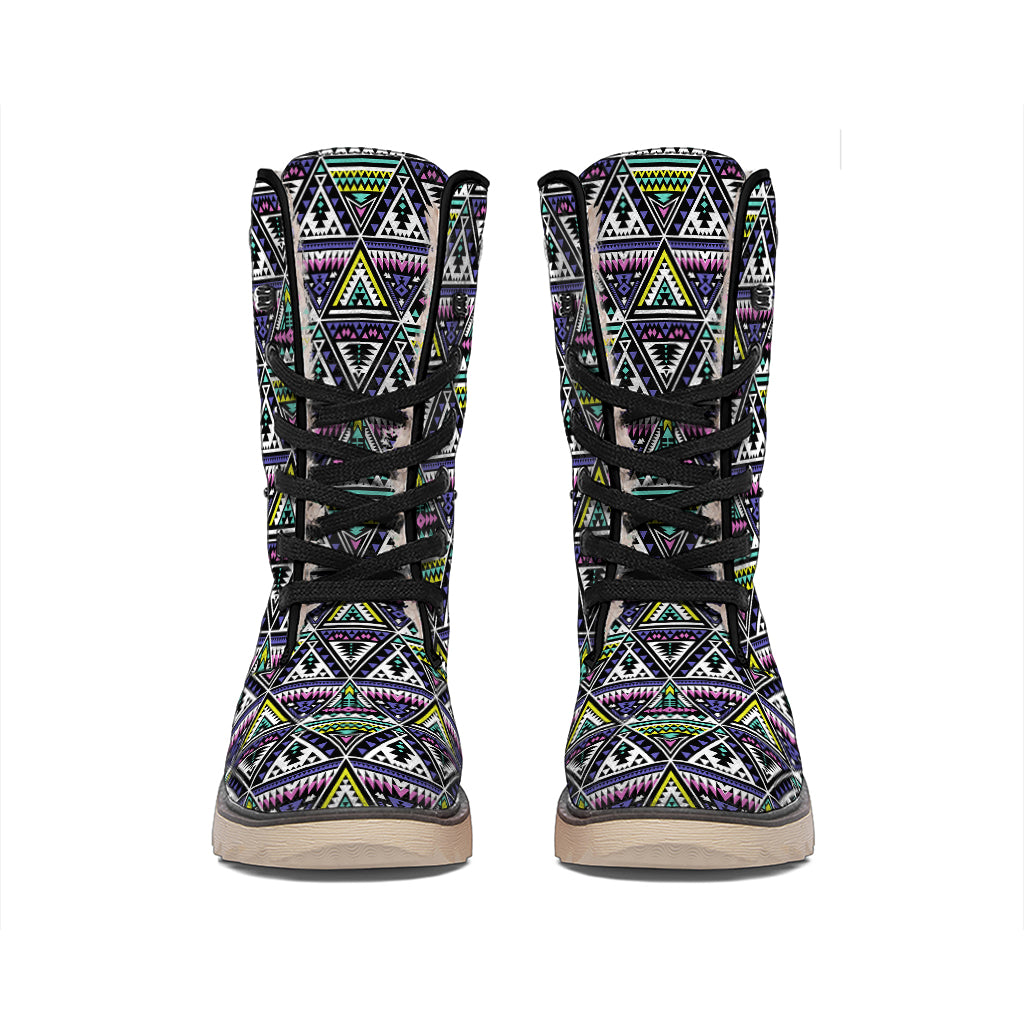 Colorful Geometric Native Navajo Print Winter Boots