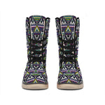 Colorful Geometric Native Navajo Print Winter Boots