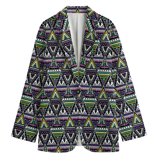 Colorful Geometric Native Navajo Print Women's Cotton Blazer