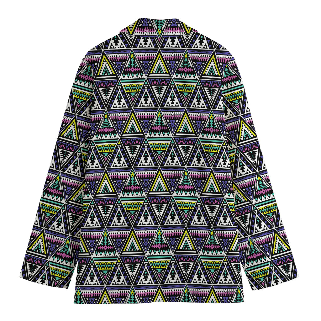 Colorful Geometric Native Navajo Print Women's Cotton Blazer