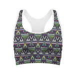 Colorful Geometric Native Navajo Print Women's Sports Bra